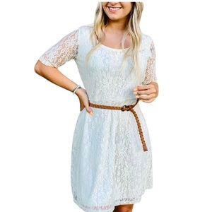 Rue 21 Belted Lace Midi Dress Cream Size Large J